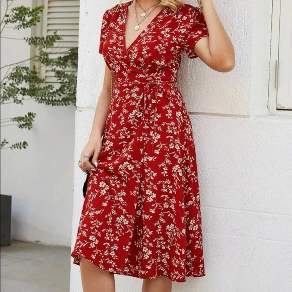 Boho Floral Print Wrap Dress - Picture 4 of 7